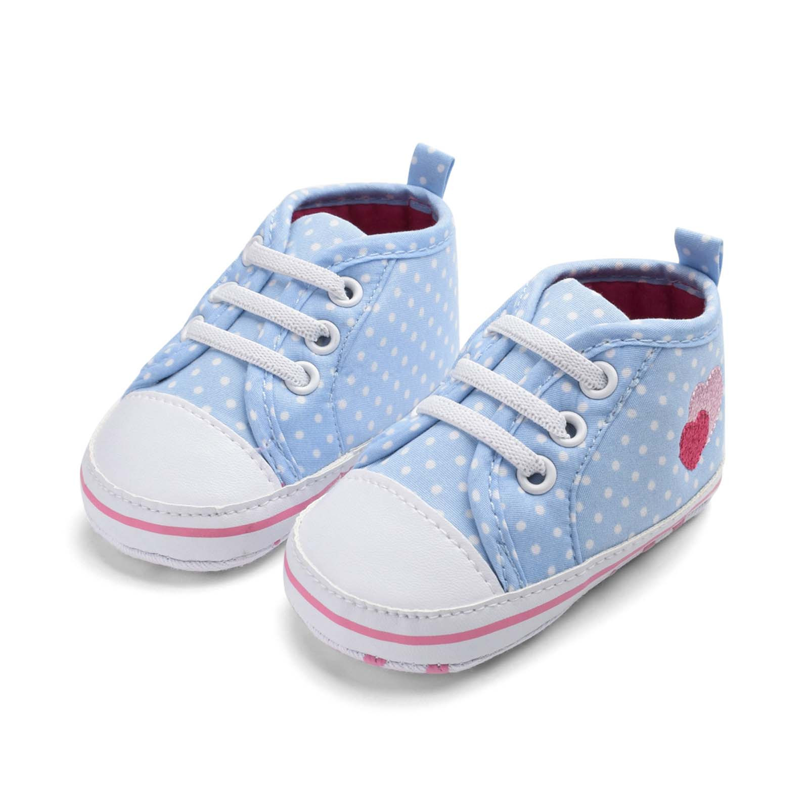 Avrntaa Infant Crib Shoes - High Top Sneaker Soft Anti Slip Sole Newborn First Walkers Canvas Shoes